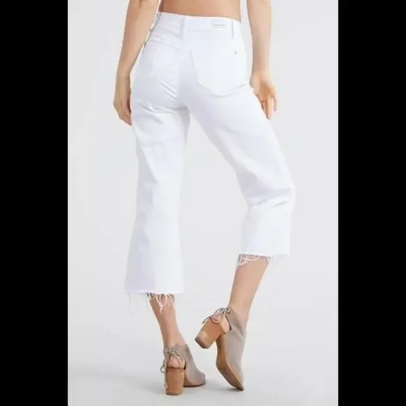 Judy Blue White Cropped Raw Hem Jeans- Size 9 - Picture 3 of 3